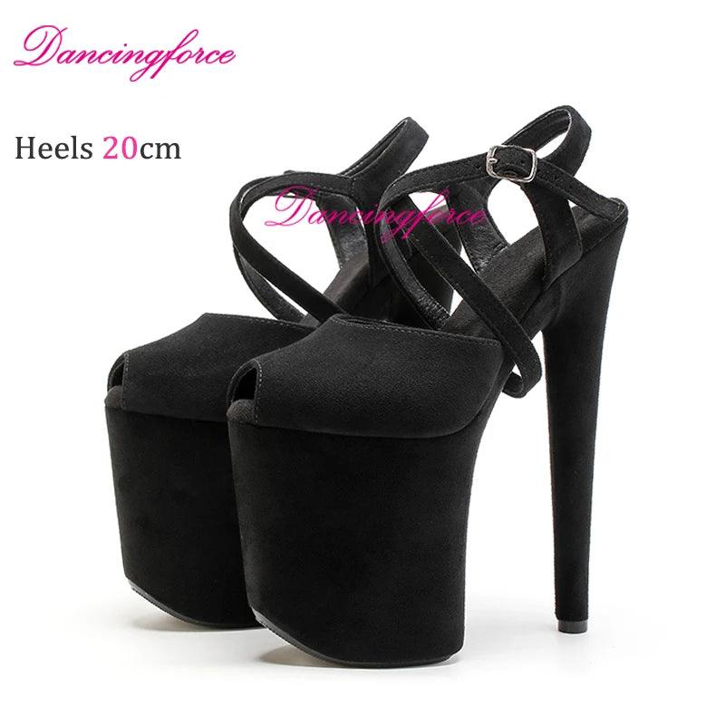 Cross Straps 20cm Sexy Peach Suede High Heels - Empire P.E