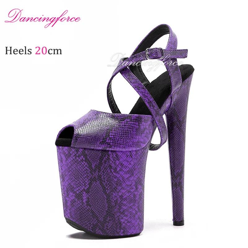 20CM/8inches Snake Print Stripper Pole Dance Shoes - Empire P.E