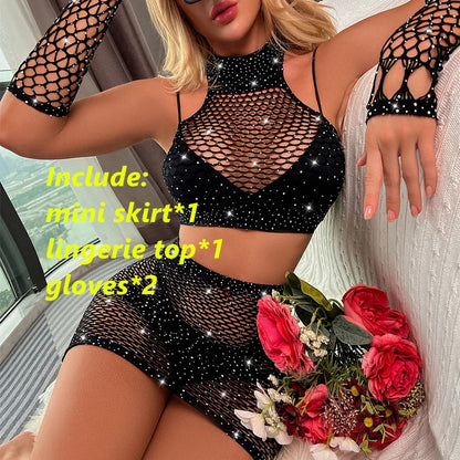 Diamonds Mini Skirt Club Sexy Party Wear Sheer - Empire P.E
