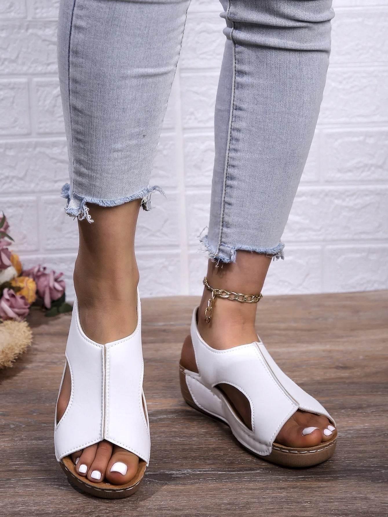 Fashion casual plus-size wedge Sandals Women 2025 summer sandals new platform wedge fish mouth sandals - Empire P.E