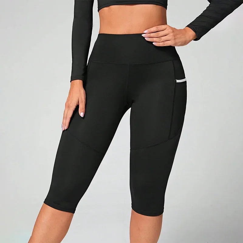 High Waist Yoga Pants Capri Leggings with Pockets for Women Tummy Control Workout Capri Leggings for Women - Empire P.E
