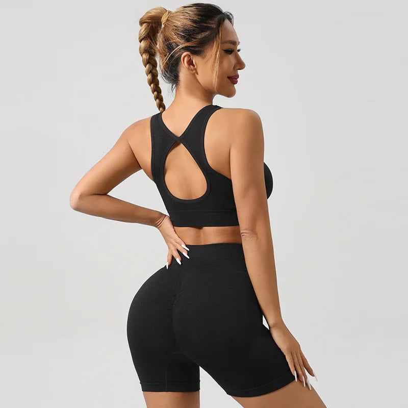 2 Pcs Yoga Set Women Hollow Back