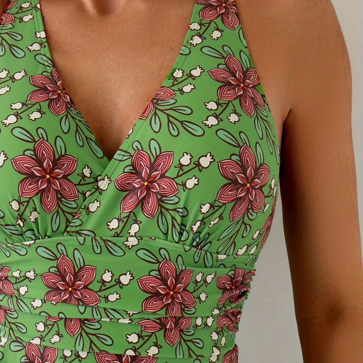 Women's Crisscross Straps Dress-style Skirted Swimsuit - Empire P.E