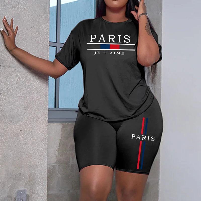 2025 Womens Outfits Fashion Casual Printing Short Sleeve+Shorts Suit Simplicity T-shirt Tracksuits Summer Daily Short Sets S-3XL - Empire P.E