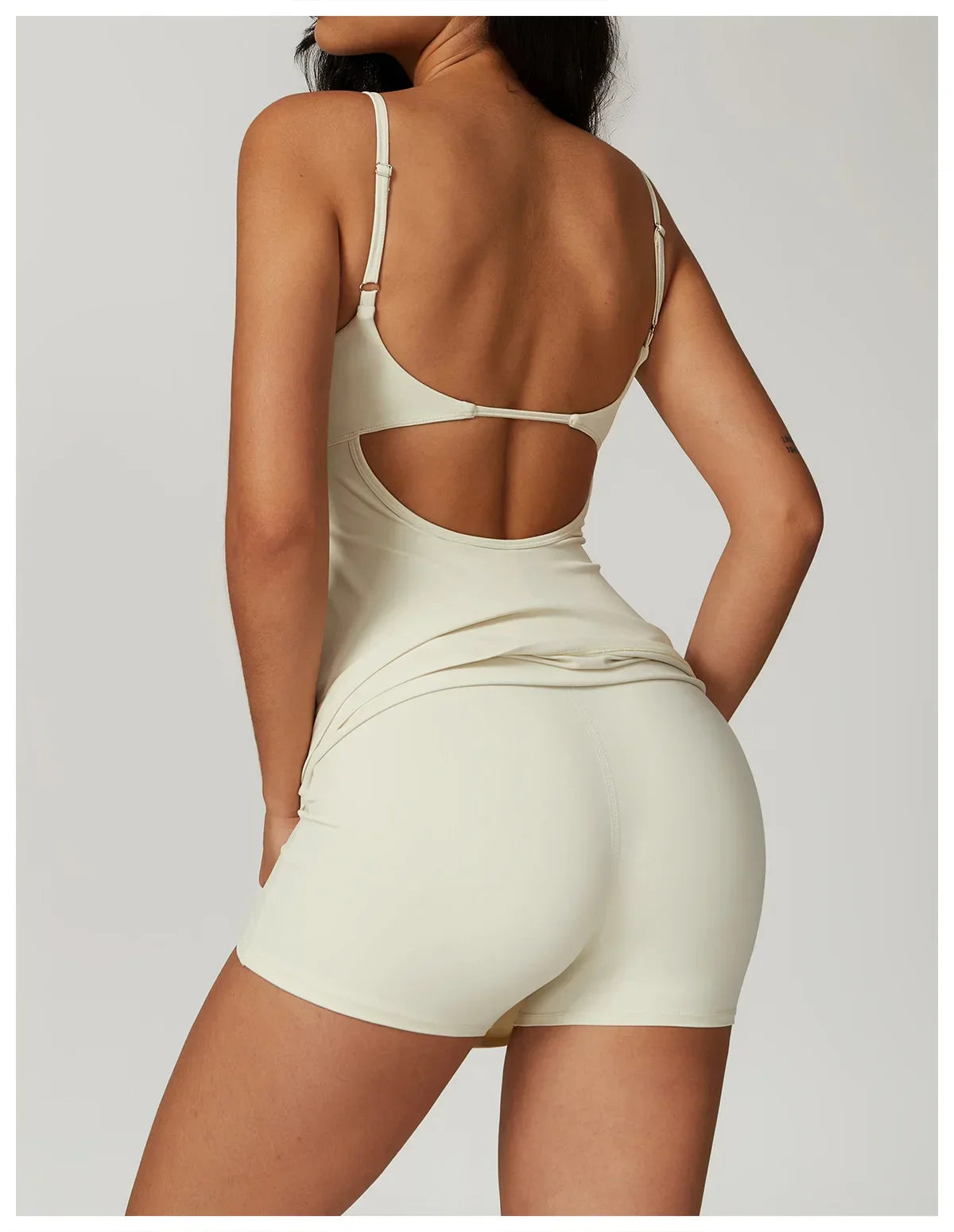 Skinny One-piece Tennis Dress Outdoor Slim-fit Shock-proof Hollow Out Backless Running Fitness Yoga Clothes Tights Tennis Skirt - Empire P.E