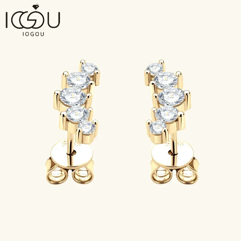 D Color Moissanite Jewelry Yellow Gold Plated Ear Crawler Earrings for Women - Empire P.E