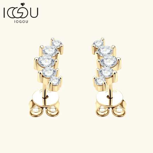 D Color Moissanite Jewelry Yellow Gold Plated Ear Crawler Earrings for Women - Empire P.E