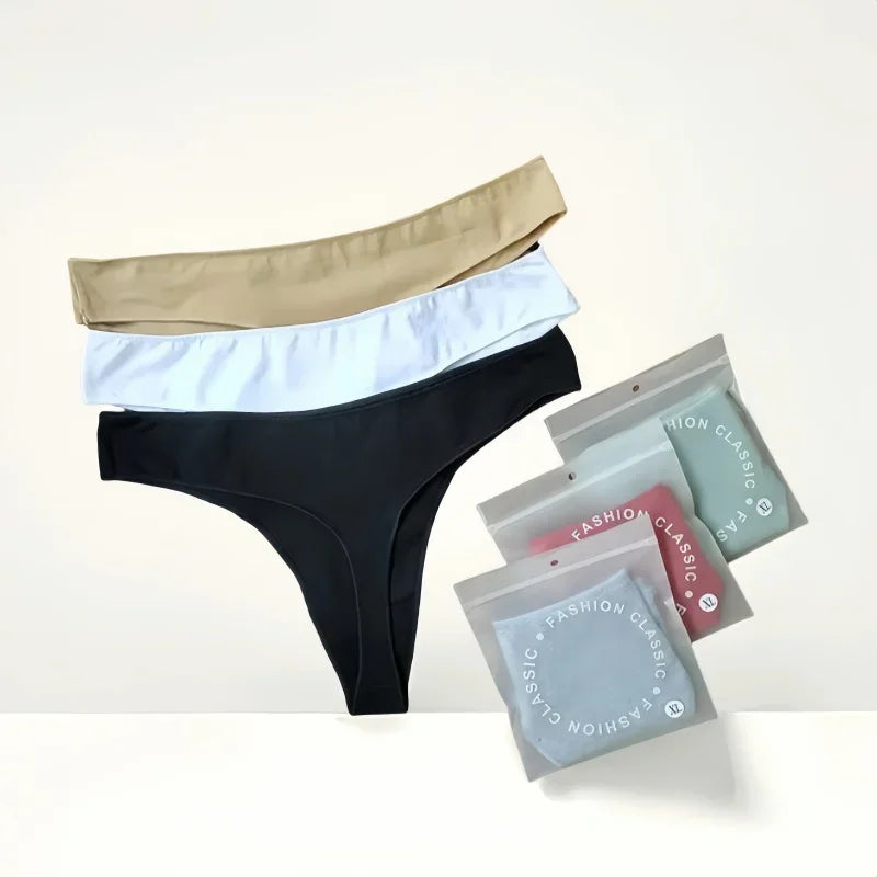 4Pcs/Set Cotton Panties Women Thongs Low Rise G-String - Empire P.E