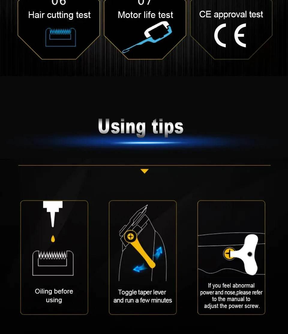 WALUX Professional AC220-240V Hair Clipper 10W Powerful Hair Trimmer Home Man Shaver 2M Cable Hair Cutting Machine 8 Guard Combs - Empire P.E