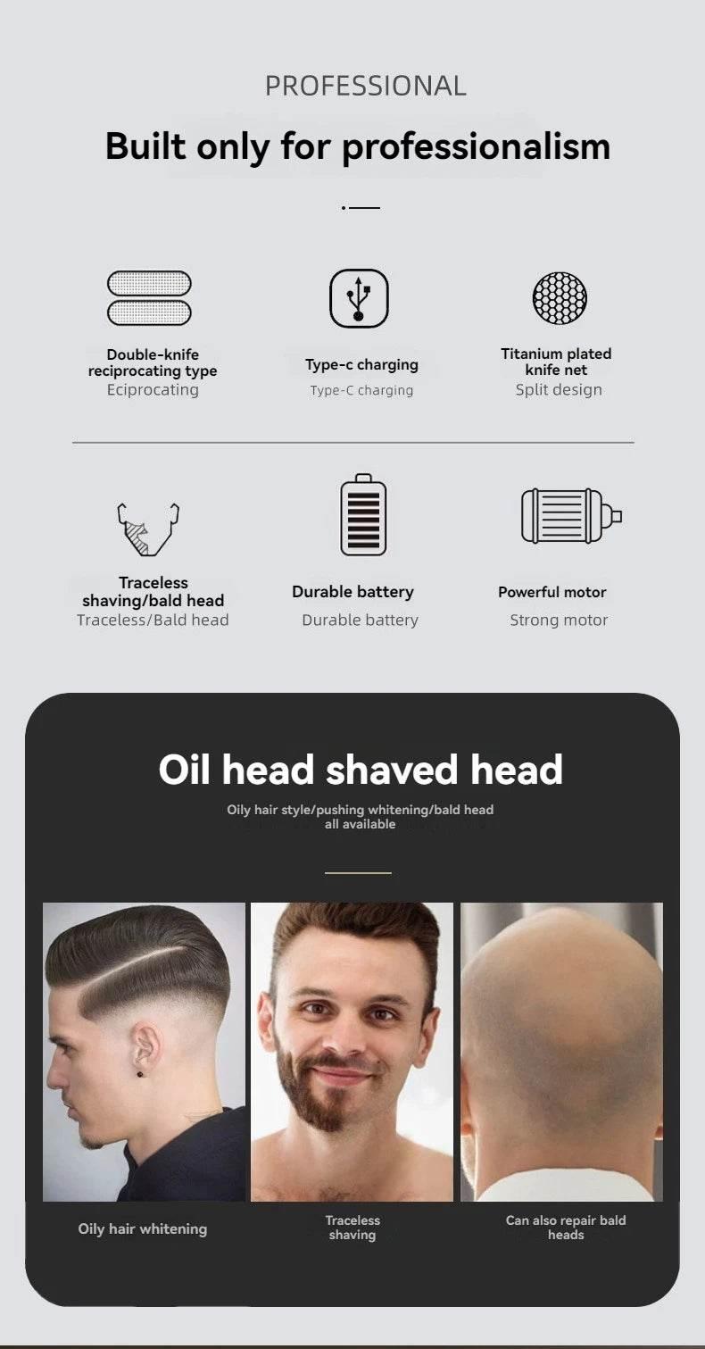 Men's shaver, practical oil head whitening device, hair cutting and shaving head divine tool, electric shaver special - Empire P.E