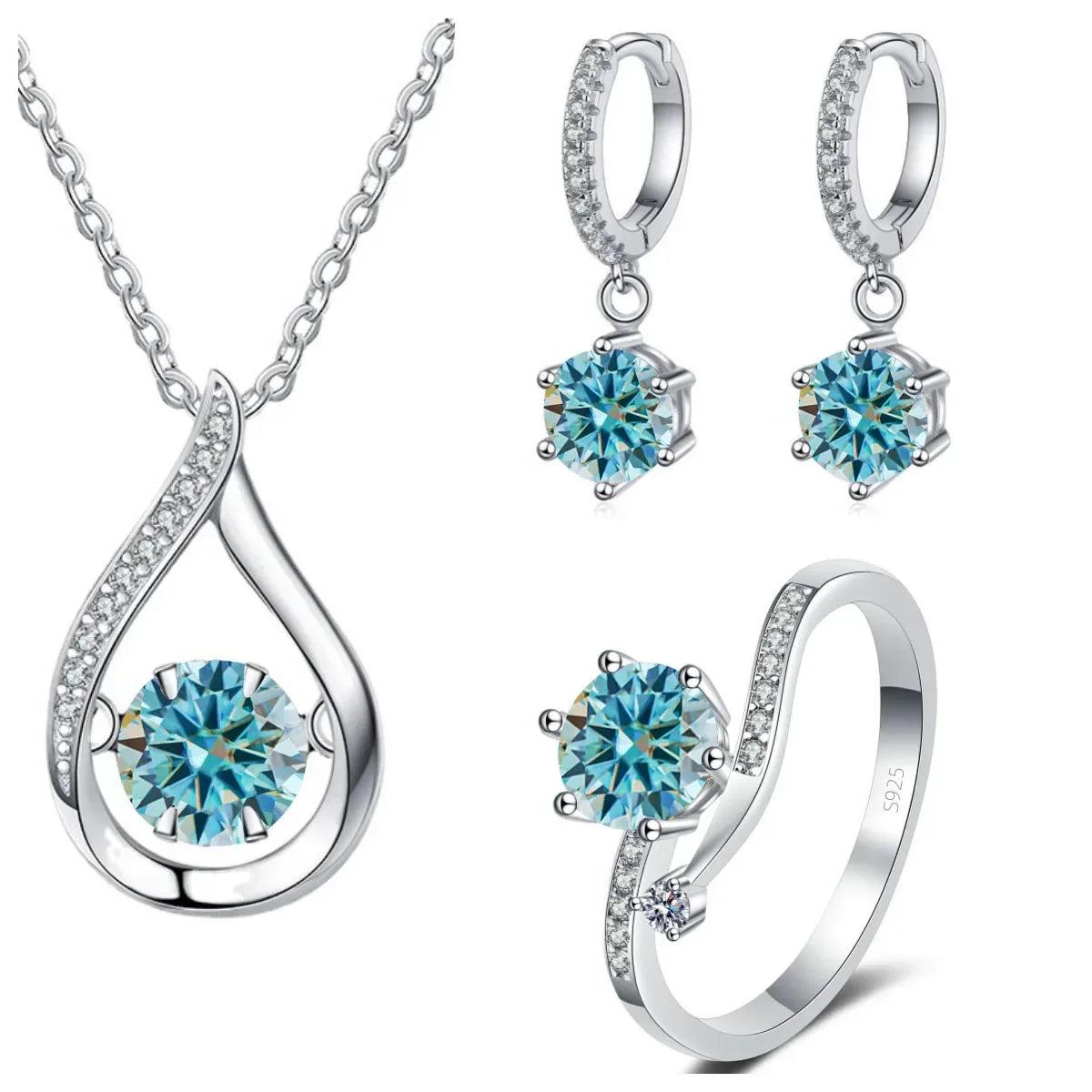 Real 925 Silver Moissanite Jewelry Set - Empire P.E