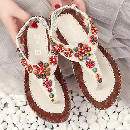 2024 Women's Summer Bohemia Beaded Flat Sandals