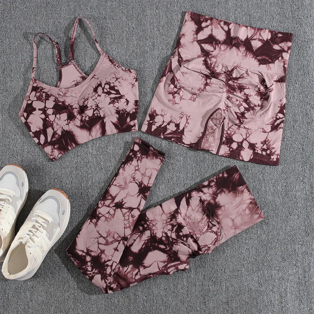 1/2/3/PCS Tie Dye  Seamless Women Pants Sets