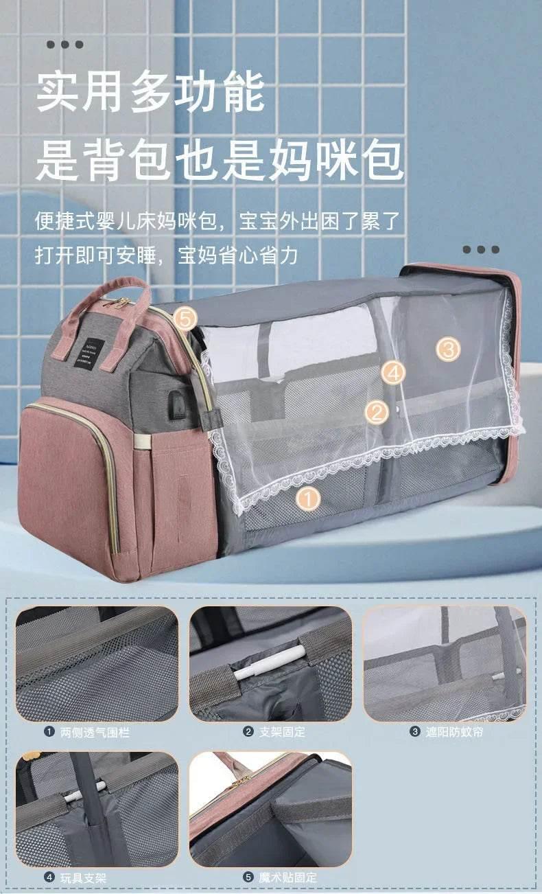 New Multifunctional Mother and Baby Bag Mom Bag Bottle Backpack Folding Sleeping Changing Bag Diaper Backpack - Empire P.E