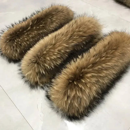 100% Real Raccoon Fur Collar Coat