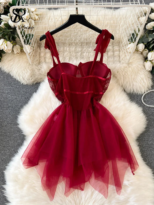 Christmas Sexy Pajamas Lace Splice Mesh - Empire P.E