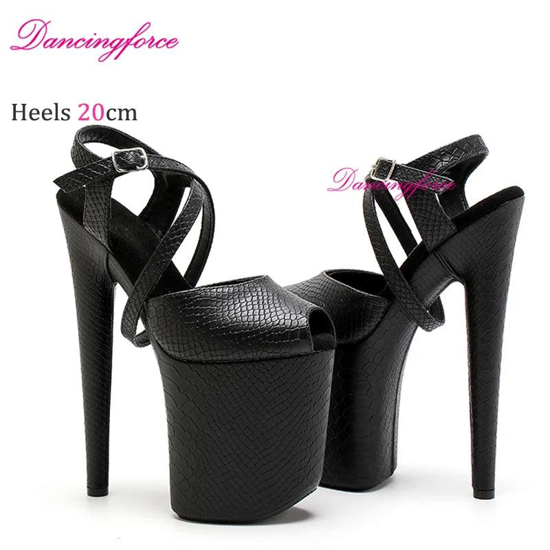 20CM/8inches Snake Print Stripper Pole Dance Shoes - Empire P.E