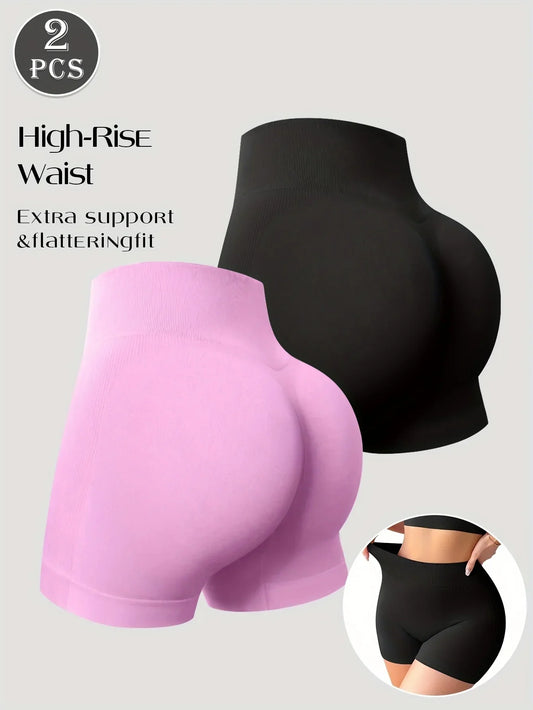 2pcs Seamless High-Waisted Shorts - Empire P.E