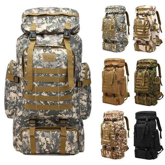 80L Waterproof Molle Camo Tactical Backpack Military Army Hiking Camping Backpack Travel Rucksack Outdoor Sports Climbing Bag - Empire P.E