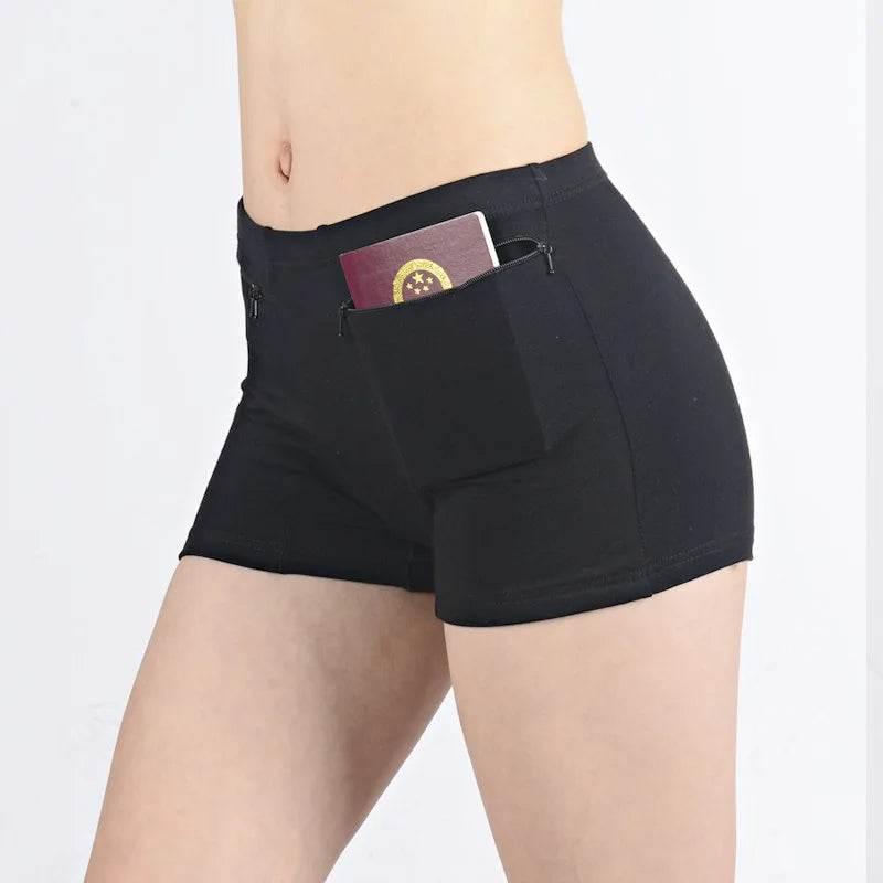 Plus Size Women Safety Short Pants Soft Boyshort Under Skirt Shorts With Zipper Pockets Breathable Theft-proof Female Underwear - Empire P.E