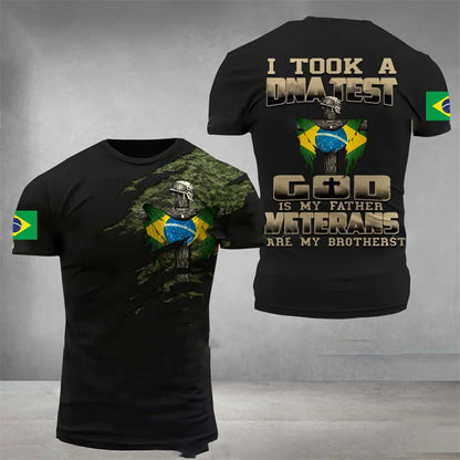 Brazil Flag Men's T-Shirt 3D Print Brazilian T Shirt Summer Oversized Jersey Camo Veterans Short Sleeve Sports Tactical Tee Tops - Empire P.E