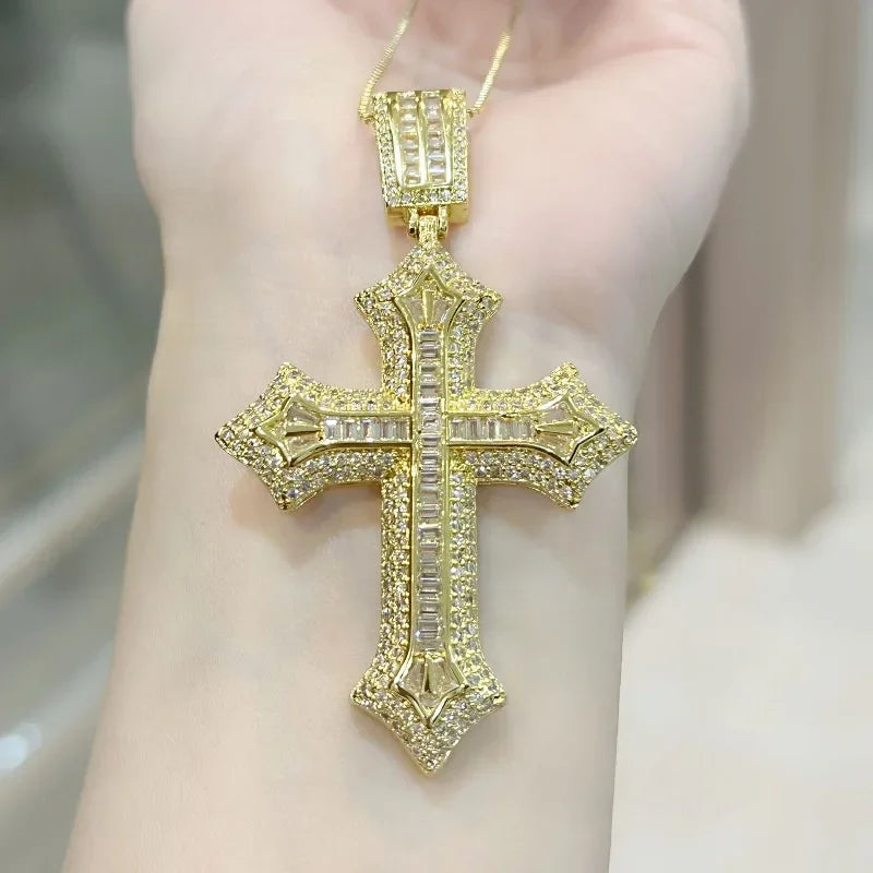 Luxury Hiphop Lab Diamond Cross Pendant 925 Sterling Silver - Empire P.E