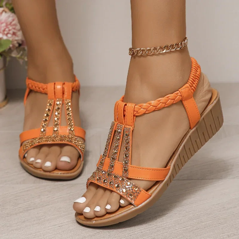 Women's Summer Bohemia Rhinestones Casual Platform Sandals