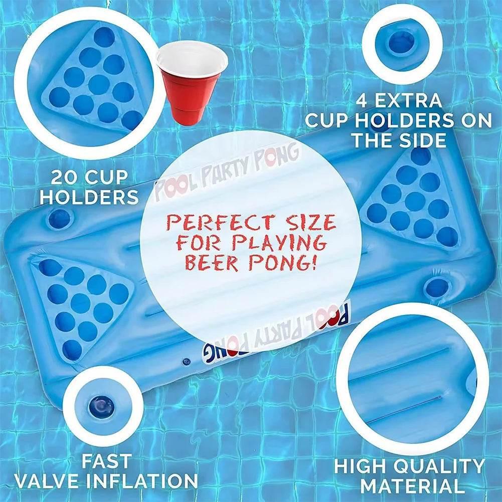 Swimming Pool Float Beer Pong Table Bar Tray Inflatable Cup Holder Swimming Pool Game Table Float Pool Games Pool Accessories - Empire P.E