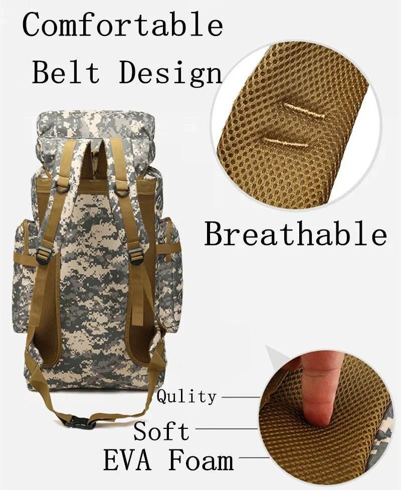 80L Waterproof Molle Camo Tactical Backpack Military Army Hiking Camping Backpack Travel Rucksack Outdoor Sports Climbing Bag - Empire P.E