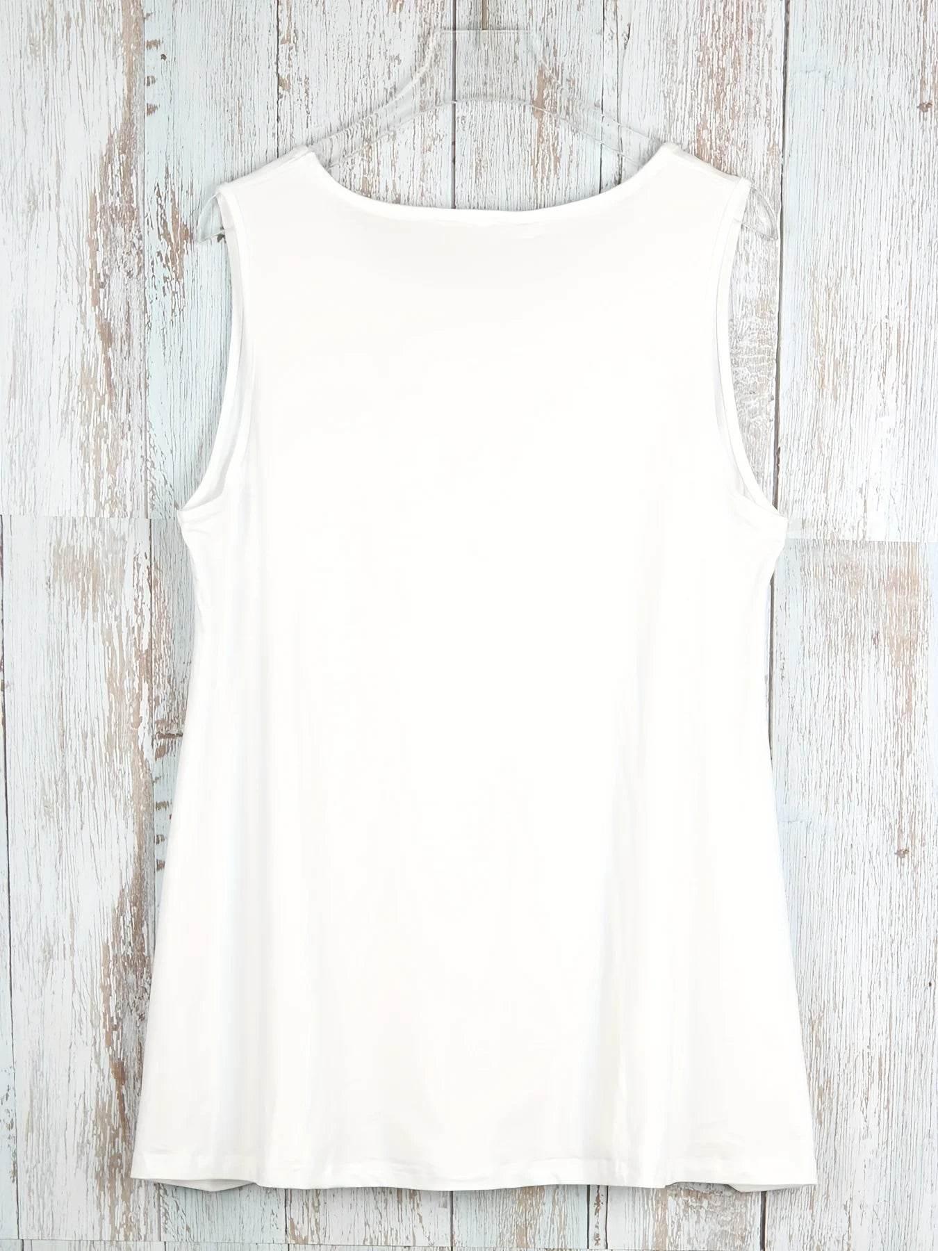 Plus Size Simple Solid Tank Top Casual Crew Neck Sleeveless Tank Top - Empire P.E