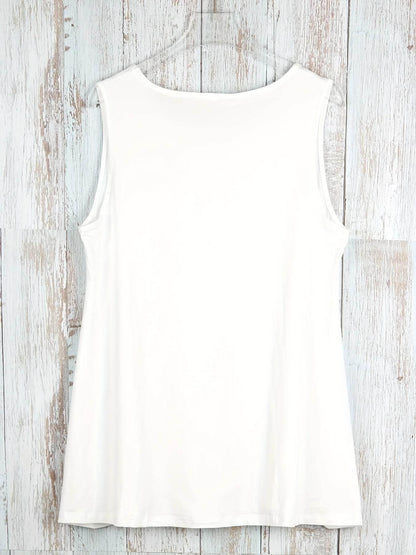 Plus Size Simple Solid Tank Top Casual Crew Neck Sleeveless Tank Top - Empire P.E