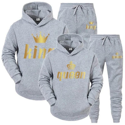 King And Queen Couple Outfit Hoodie and Jogger Pants High Quality Men Women Daily Casual Sport Jogging Suit King Queen Tracksuit - Empire P.E