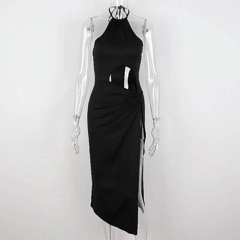 Candyhot Sexy Backless Lace Up Long Dress Elegant Waist Hollow Out High Split Summer Dresses Fashion Prom Y2K Party Women Robe - Empire P.E
