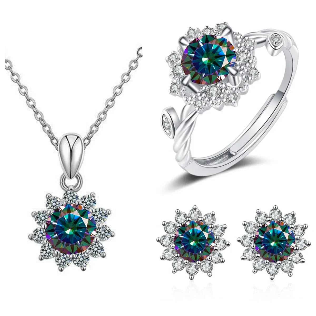 4CTW Moissanite Jewelry Set 925 Sterling Silver - Empire P.E