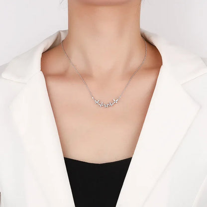 Fashion Butterfly Women Moissanite Necklace Chain 925 Sterling Silver - Empire P.E