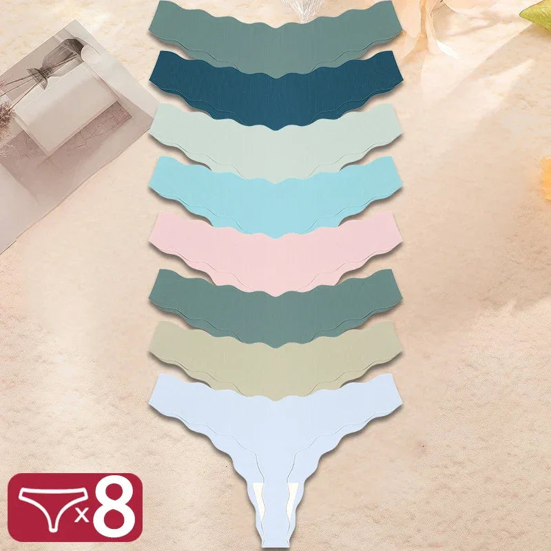 8Pcs Sexy Lingerie Women's Seamless Panties Ice Silk G-String - Empire P.E