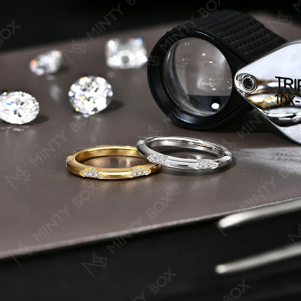 S925 Silver Moissanite Wedding Band Ring for Women - Empire P.E