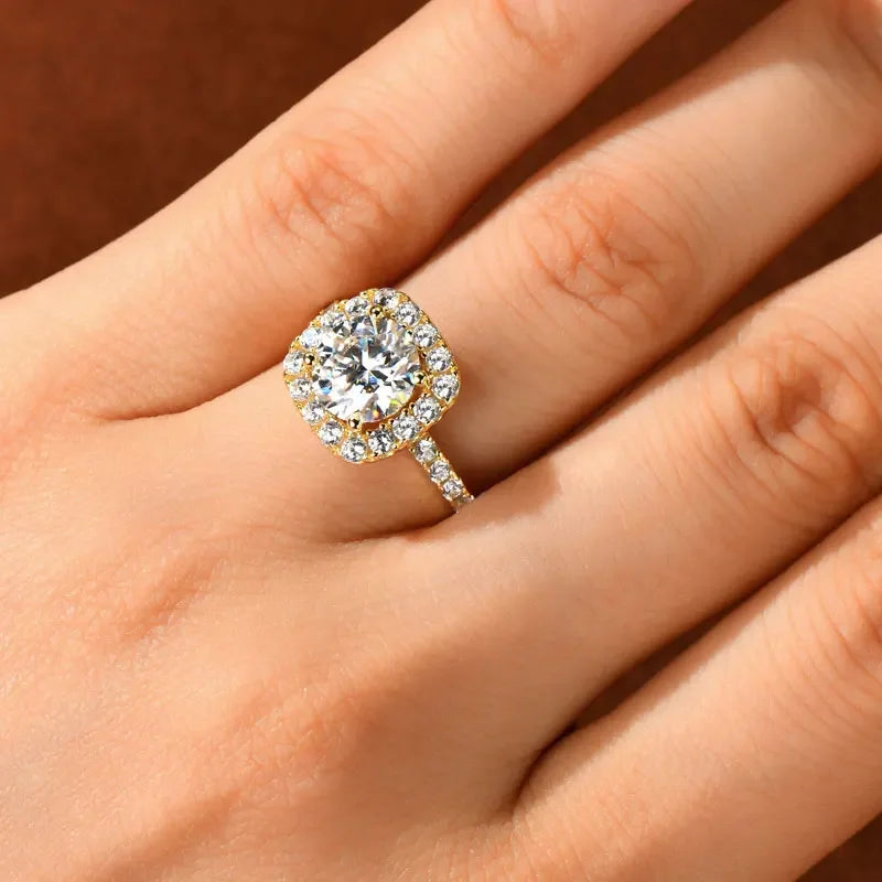 8mm 2ct Moissanite Halo Ring Certified 925 Sterling Silver - Empire P.E