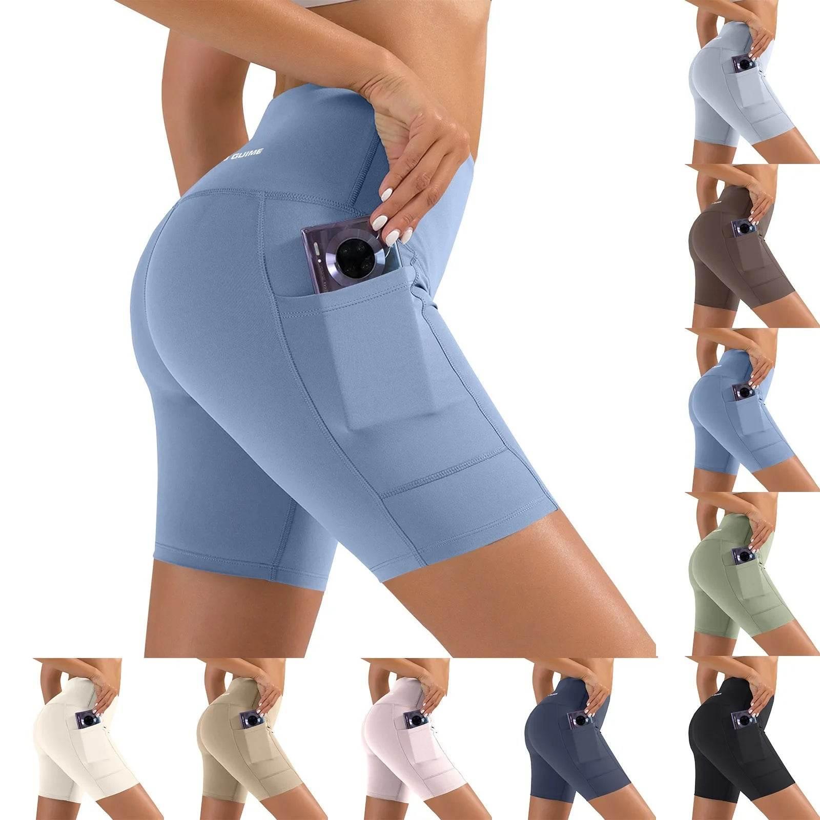 Women Sports Short Yoga Shorts High Waist Breathable Soft Fitness Tight Women Yoga Legging Shorts Cycling Athletic Gym Shorts - Empire P.E