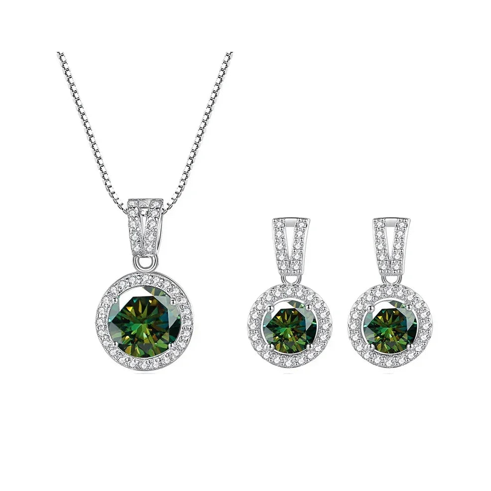 2ct total Moissanite Jewelry Set Sterling Silver 925 Necklace Earrings - Empire P.E