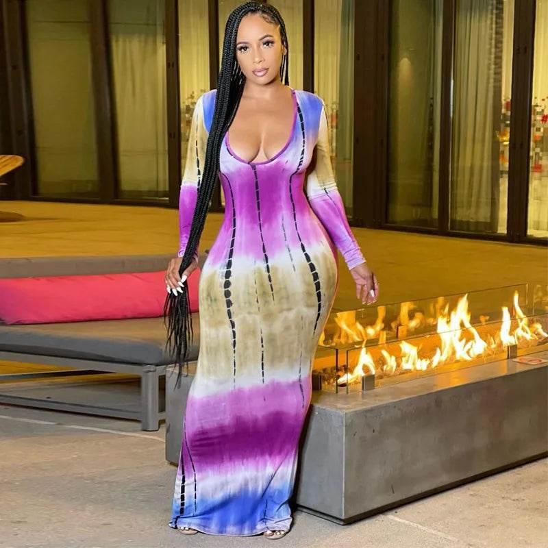 Spring And Summer Dresses For Women Chest Wrap Printed Off Shoulder Bandage Slim Sexy Long Dress 2023 New Fashion party MsChuh - Empire P.E