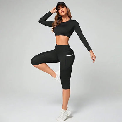 High Waist Yoga Pants Capri Leggings with Pockets for Women Tummy Control Workout Capri Leggings for Women - Empire P.E