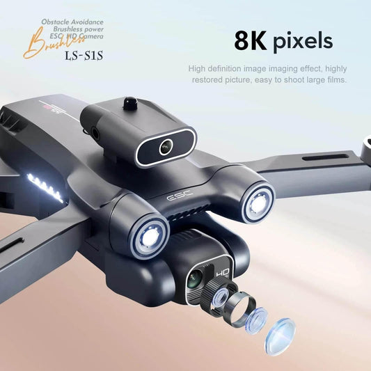New S1S Mini Drone Caméra 8K Professional Brushless Motor Dron Obstacle Avoidance HD Dual Camera Foldable Quadcopter Toys - Empire P.E