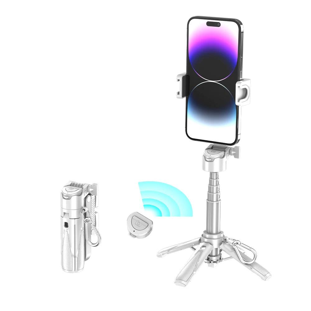 2025 New Handheld Selfie Stick Tripod Stand Foldable Phone Holder With Bluetooth Remote Portable Keychain for iPhone Smartphone - Empire P.E