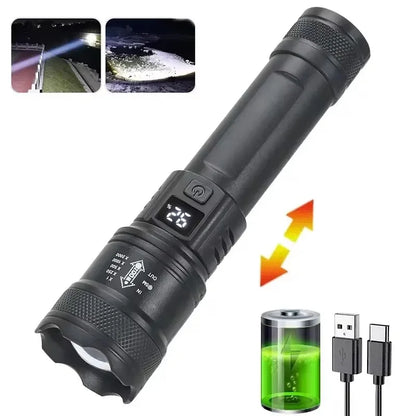 Super Bright Flashlight USB Rechargeable LED Long Range Tactical Torch
