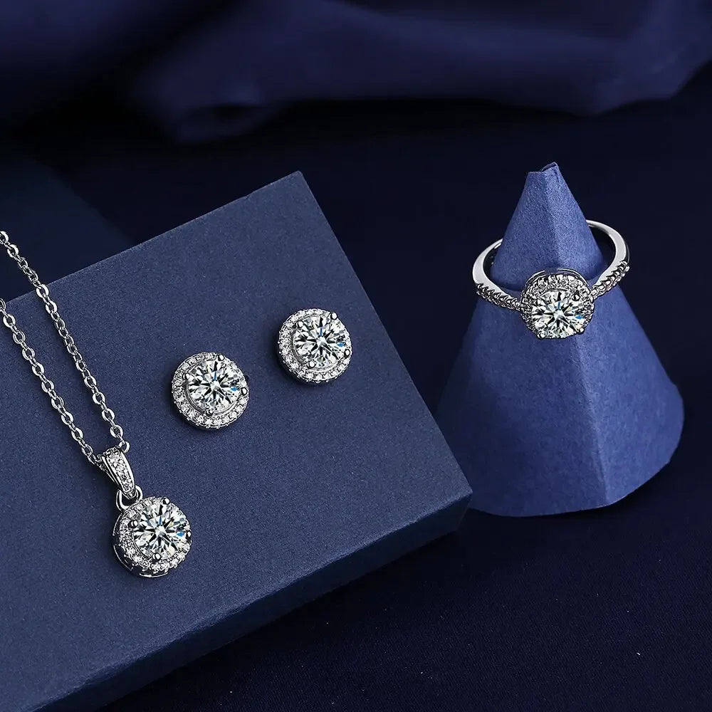 Solitaire Lab Diamond Jewelry set 925 Sterling Silver Moissanite Jewelry - Empire P.E