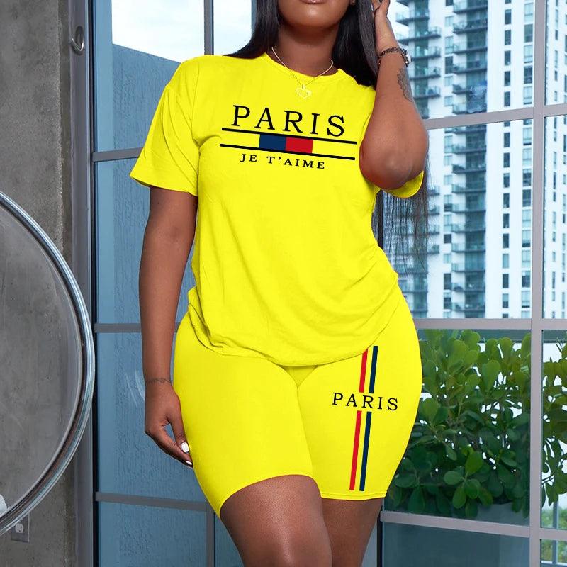 2025 Womens Outfits Fashion Casual Printing Short Sleeve+Shorts Suit Simplicity T-shirt Tracksuits Summer Daily Short Sets S-3XL - Empire P.E