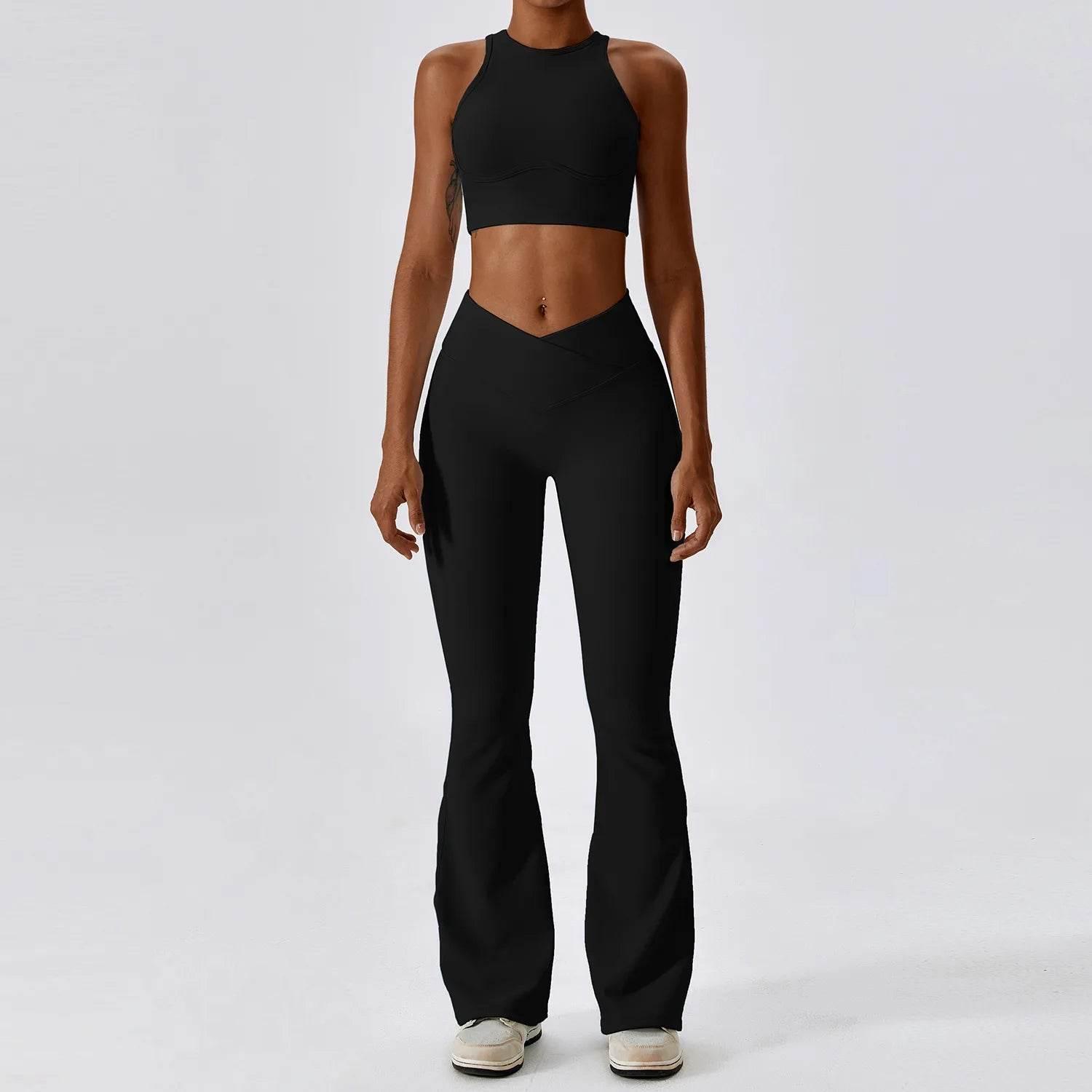 2PCS Seamless Yoga Set Gym Clothes Sportswear Yoga Suits For Women Fitness Rib Tracksuits Sports Bra Gym Leggings Sports Suits - Empire P.E