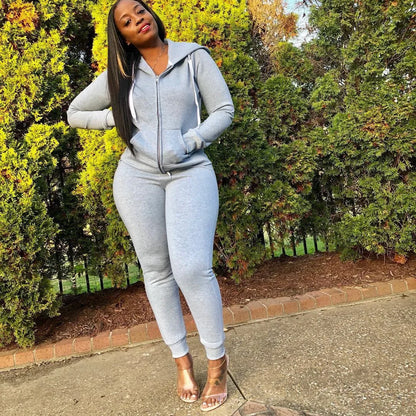 2 Pieces Set Women Fall Hot Style Pure Color Fleece two piece set - Empire P.E