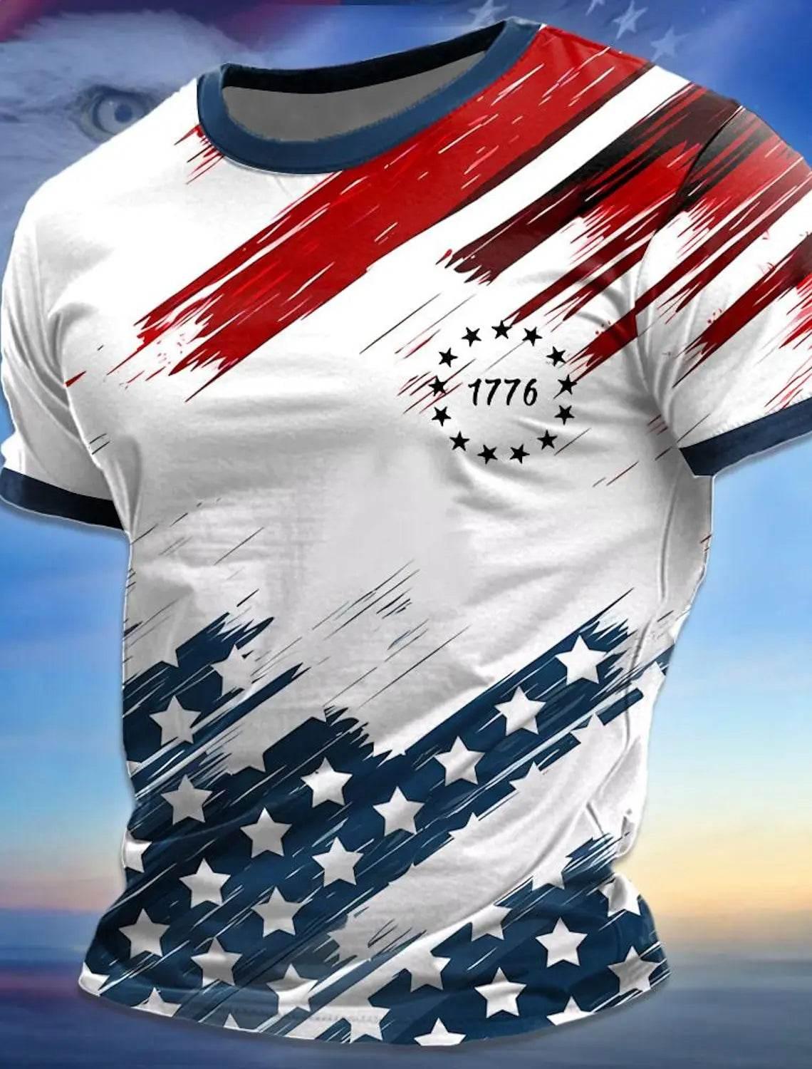 American Flag Street Style Men's 3D Print T shirt Tee Street American Independence Day T shirt crew neck Short Sleeve Summer - Empire P.E